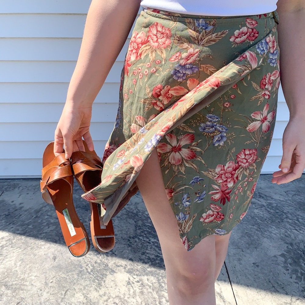 Vintage Tropical Print Skirt